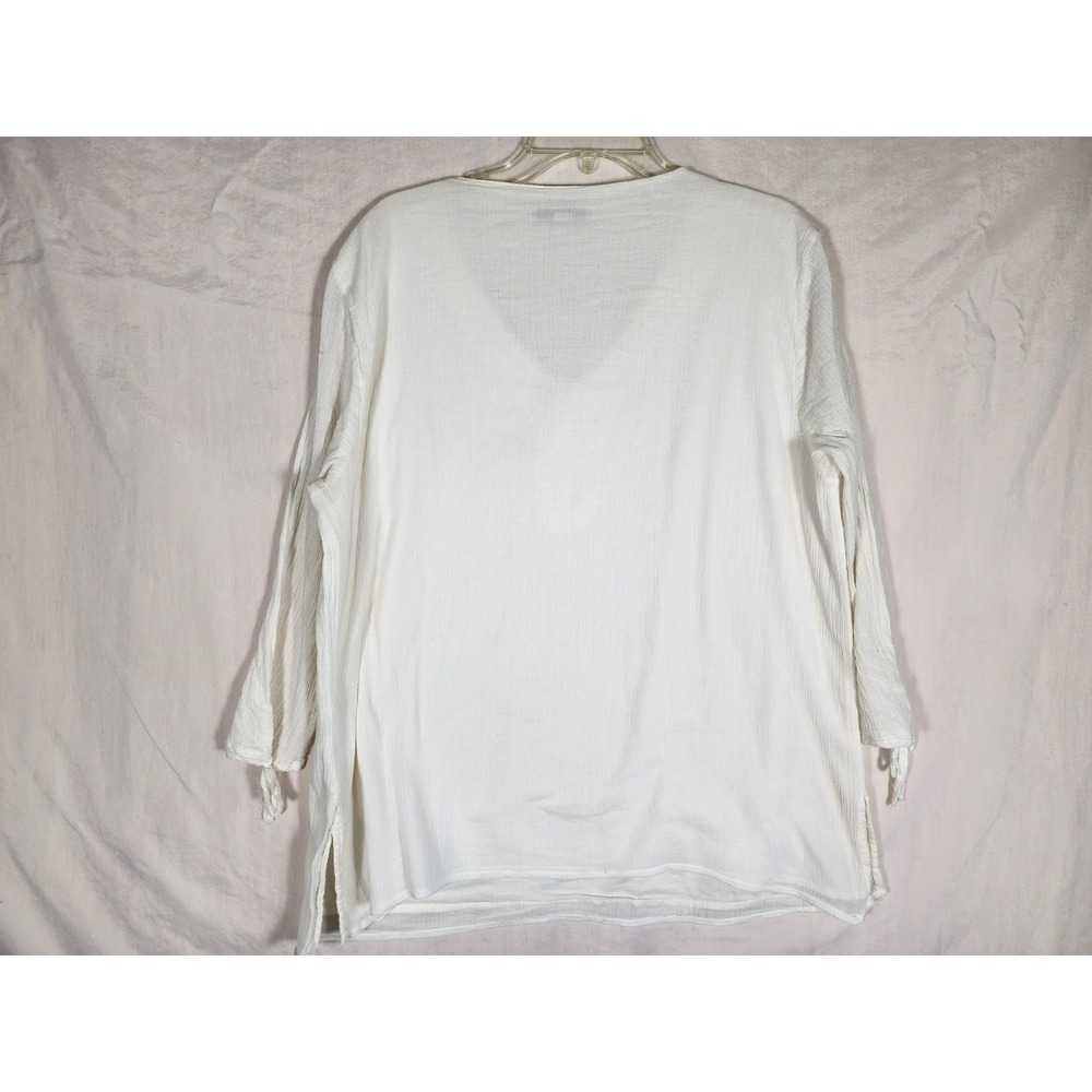JM Collection Womens 16 Ivory Cotton Tunic Boho Peasant Crochet Coastal Airy - Picture 6 of 6